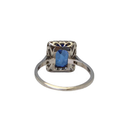 Bague ANCIENNE Saphir naturel en or et platine - Castafiore