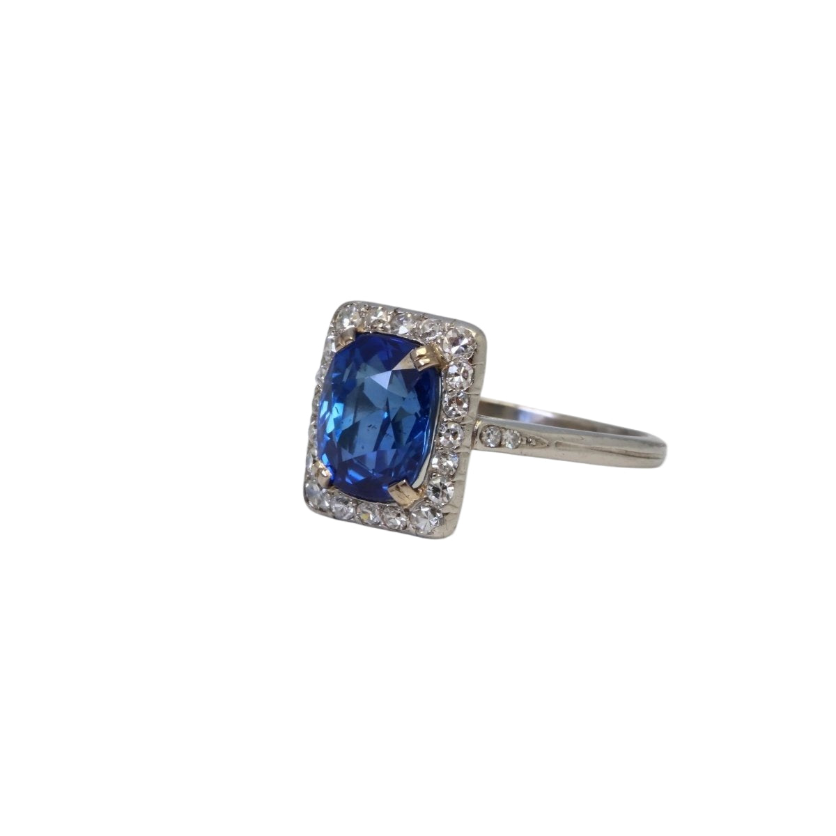 Bague ANCIENNE Saphir naturel en or et platine - Castafiore