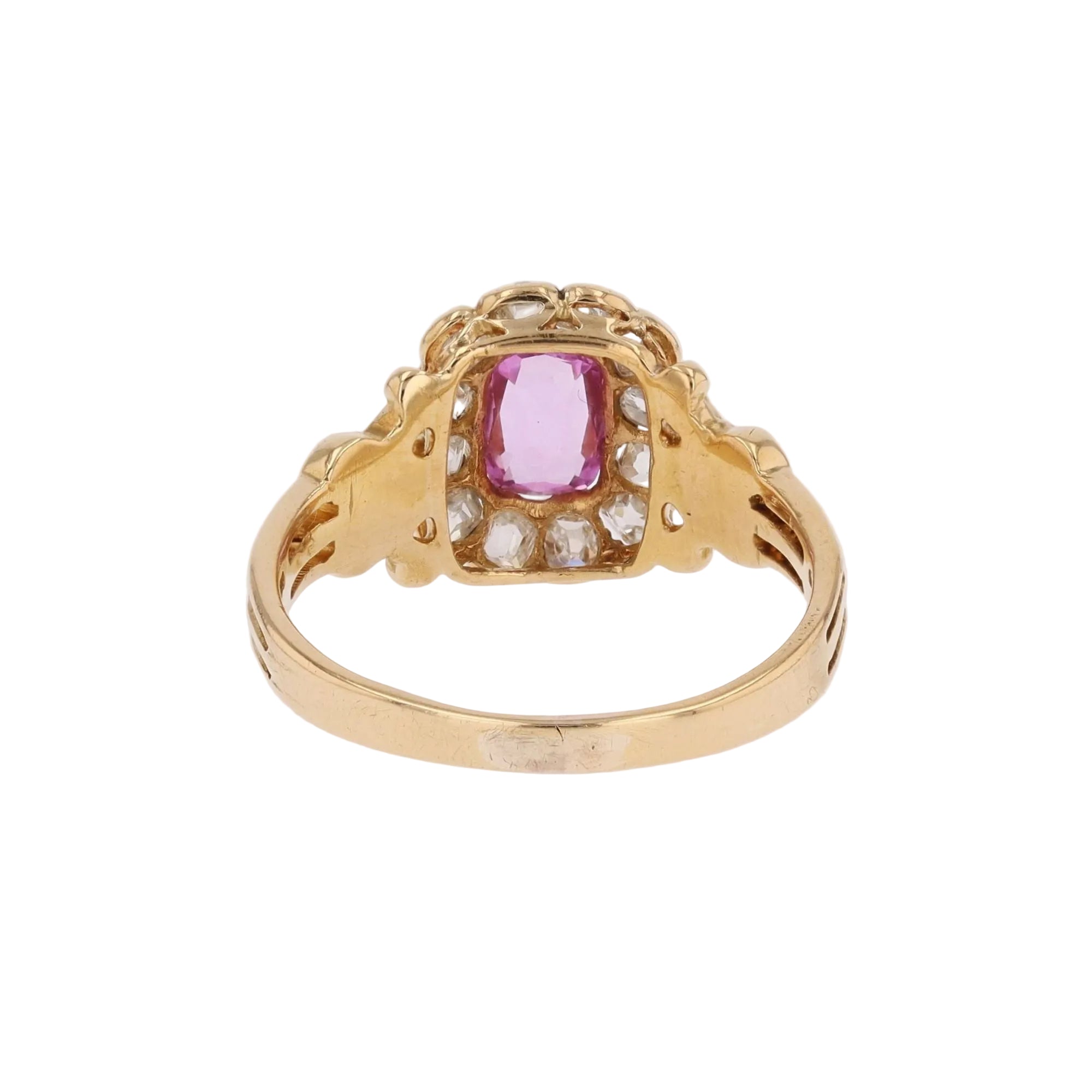Bague ancienne marguerite saphir rose et diamants