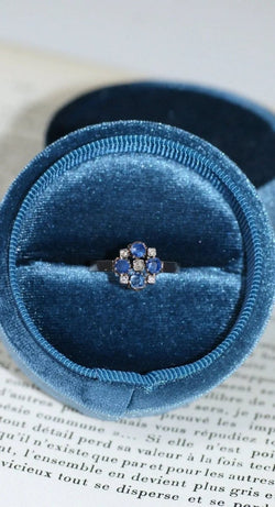 Bague ancienne saphirs et diamants sur or rose - Castafiore