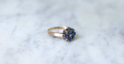 Bague ancienne saphirs et diamants sur or rose - Castafiore