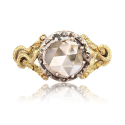 Bague ancienne solitaire diamant taillé en rose - Castafiore