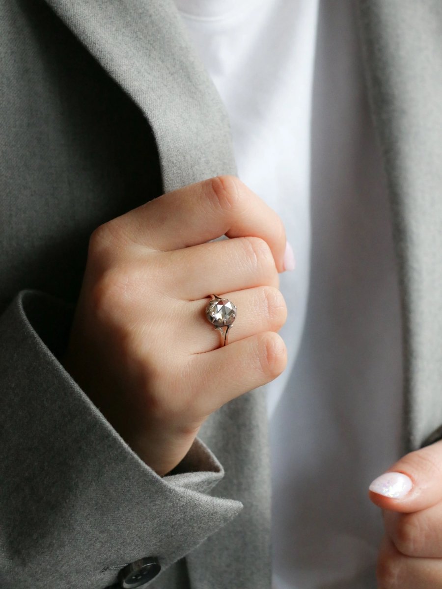 Bague ancienne solitaire diamant taille rose 1,6 ct - Castafiore