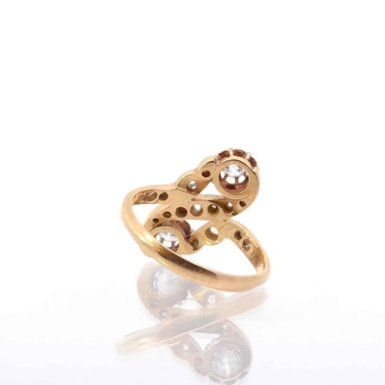 Bague ancienne toi et moi diamants en or et platine - Castafiore