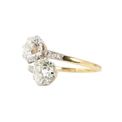 Bague ancienne toi et moi diamants taille ancienne 2,60 carats - Castafiore