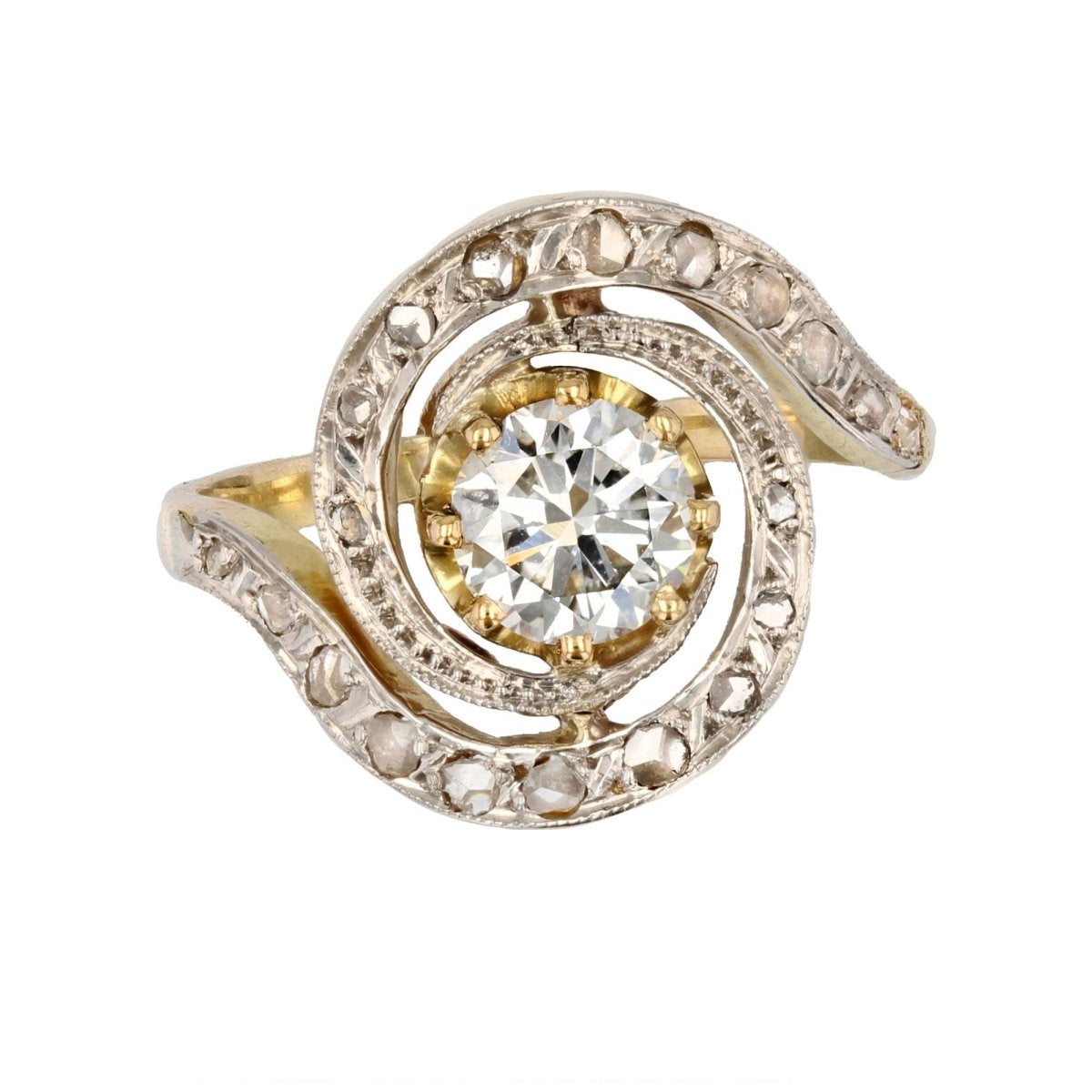 Bague ancienne tourbillon de diamants - Castafiore