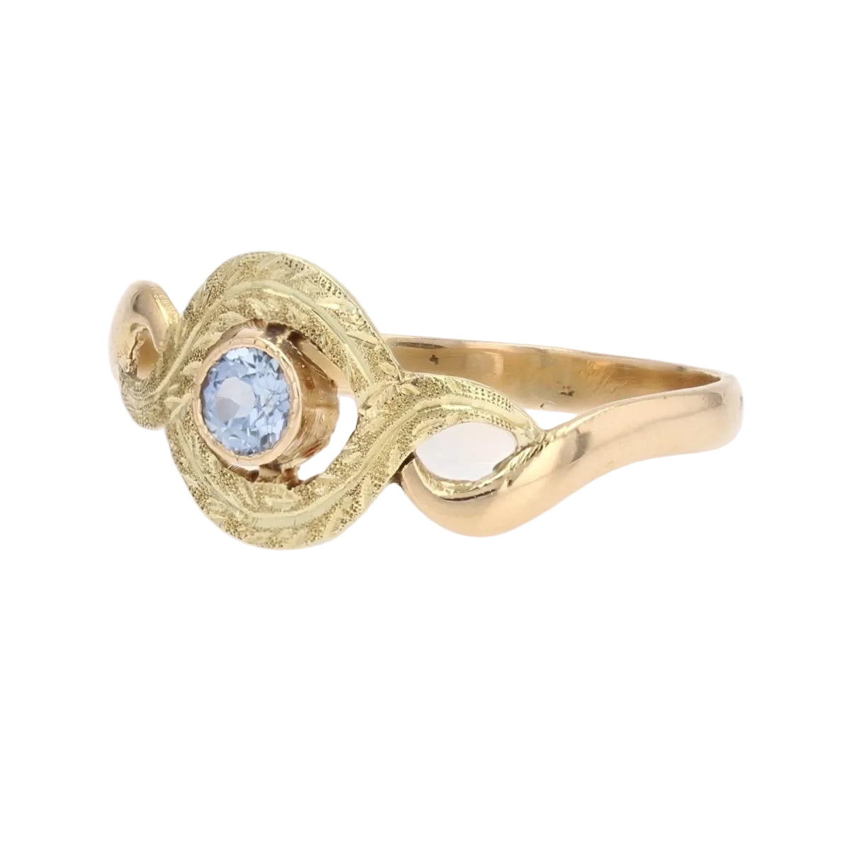 Bague ANCIENNE Tourbillon en or jaune et saphir - Castafiore