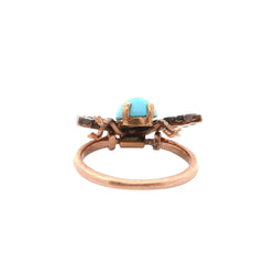 Bague ANCIENNE Turquoise et pierres précieuses en or jaune - Castafiore