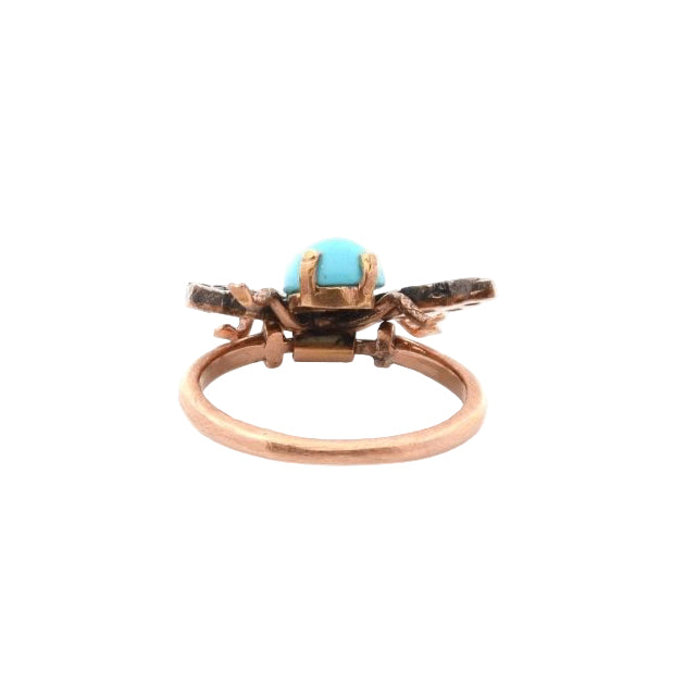 Bague ANCIENNE Turquoise et pierres précieuses en or jaune - Castafiore
