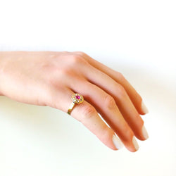 Bague ANCIENNE XIXe siècle en or rose saphir rose et perles fines - Castafiore