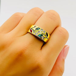 Bague ANILLO Contemporáneo en or jaune avec émeraudes, saphir, rubis et diamants - Castafiore