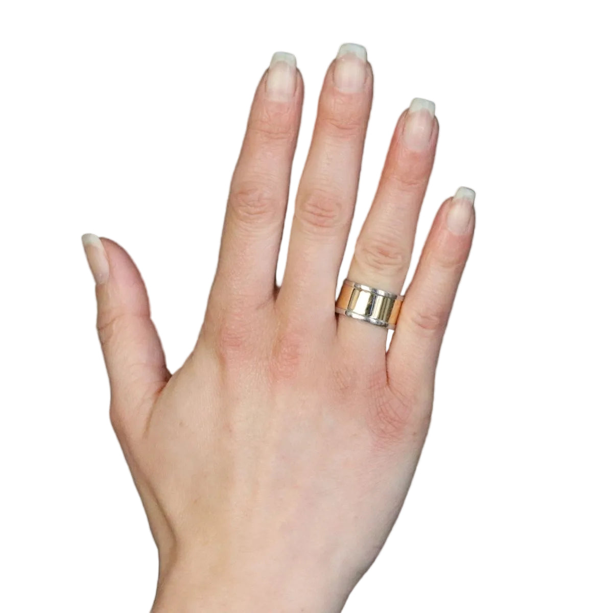 Bague anneau large en or jaune et or blanc - Castafiore