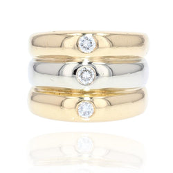 Bague anneaux 2 ors et 3 diamants - Castafiore