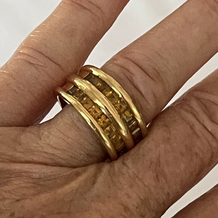 Bague ARFAN Paris bandeau en or jaune et citrines - Castafiore