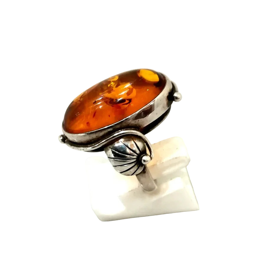 Bague Argent Ambre - Castafiore