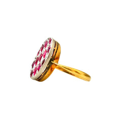 Bague ARLEQUIN Art Déco en or jaune et or blanc avec diamants - Castafiore