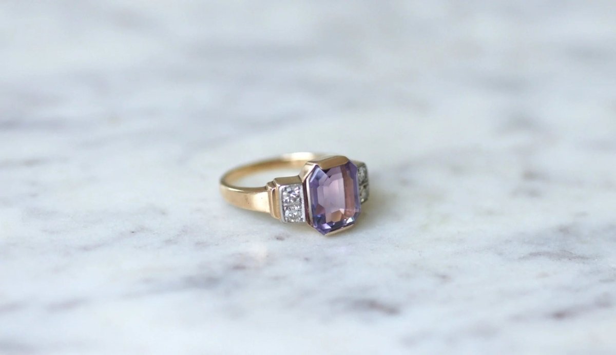 Bague Art Déco améthyste et diamants - Castafiore