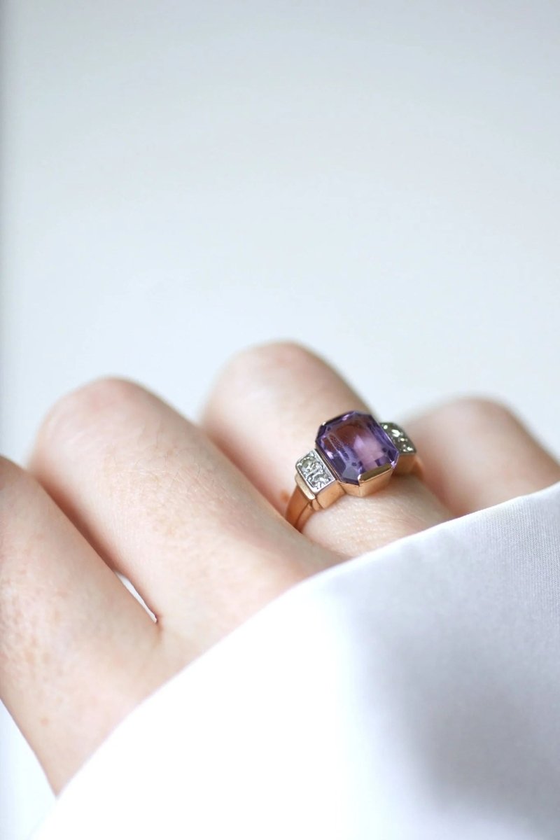 Bague Art Déco améthyste et diamants - Castafiore