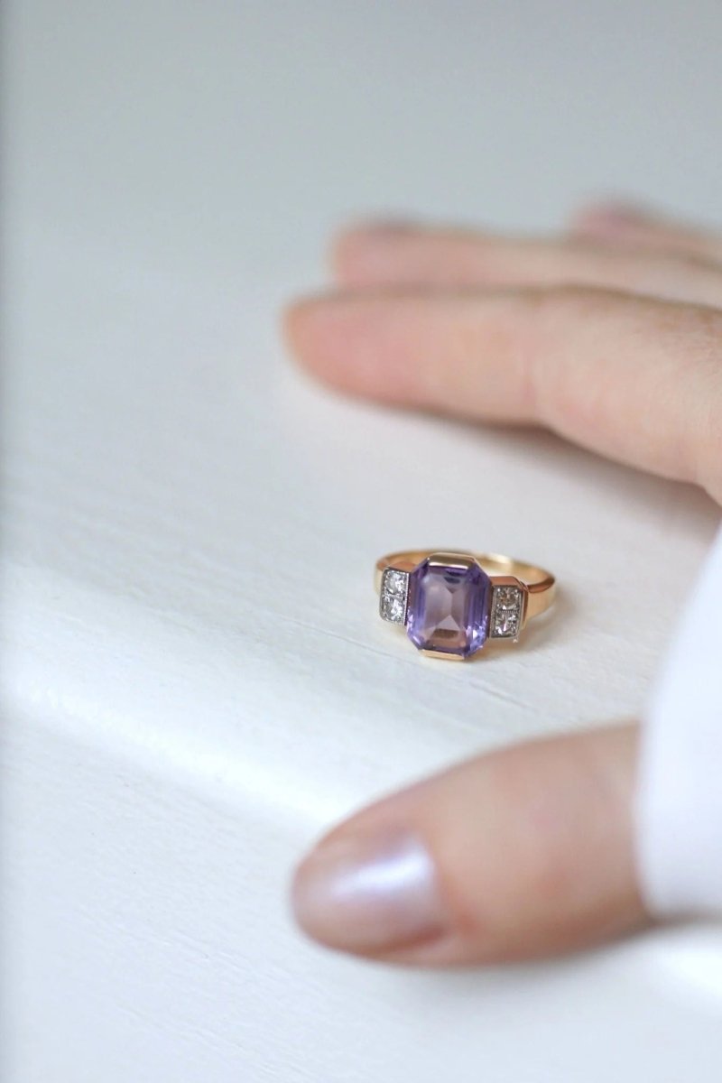 Bague Art Déco améthyste et diamants - Castafiore