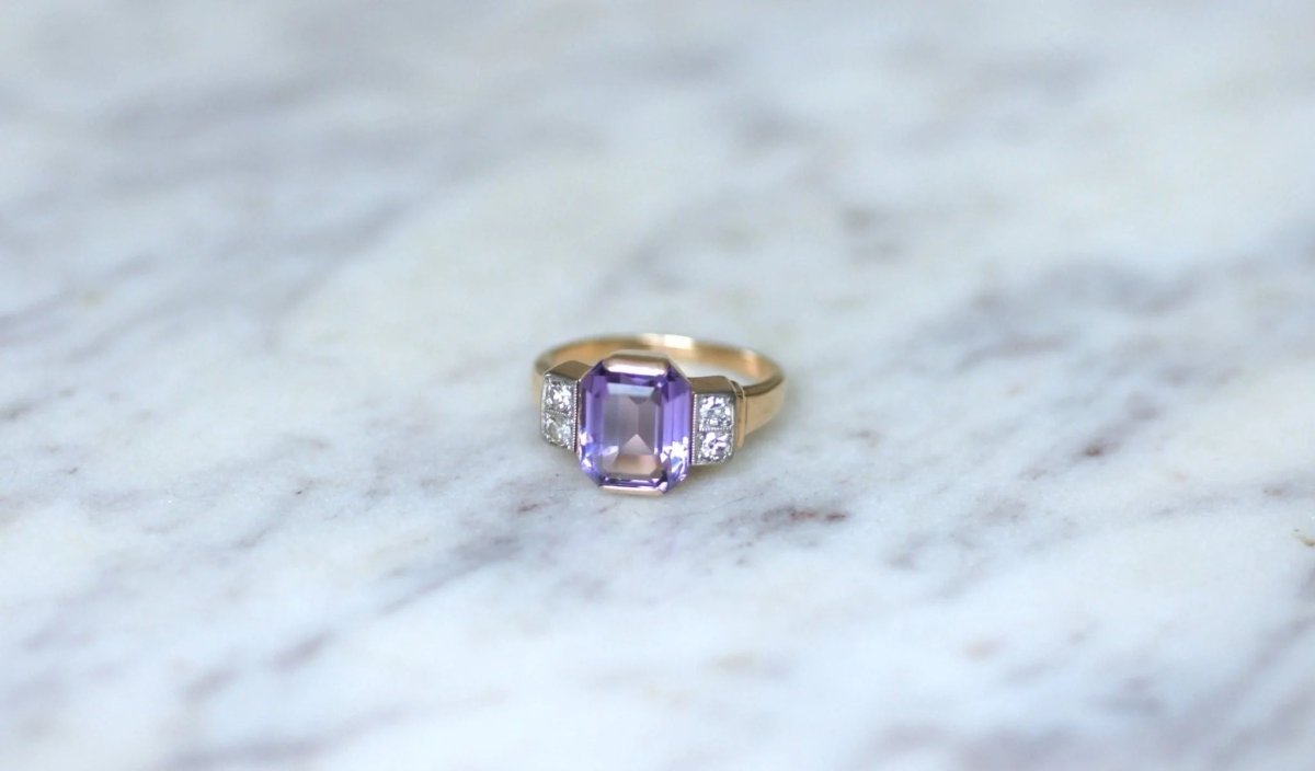 Bague Art Déco améthyste et diamants - Castafiore