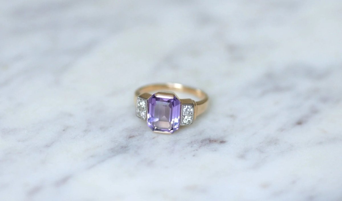 Bague Art Déco améthyste et diamants - Castafiore