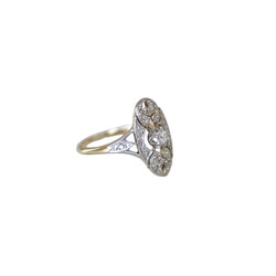 Bague Art Deco Arabesques Ovale Diamants - Castafiore