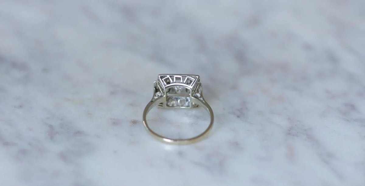 Bague Art Deco Carrée Diamants - Castafiore