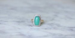 Bague Art Deco Chrysoprase Diamants - Castafiore