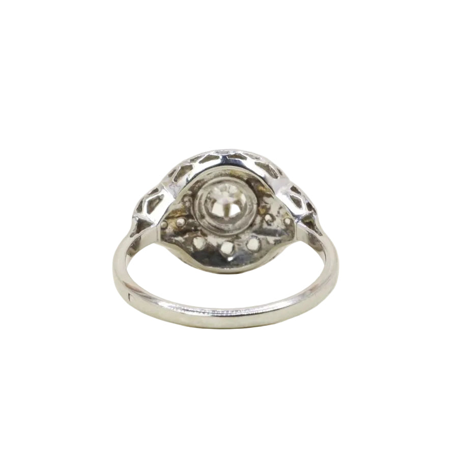 Bague Art Déco cible or blanc platine diamants - Castafiore