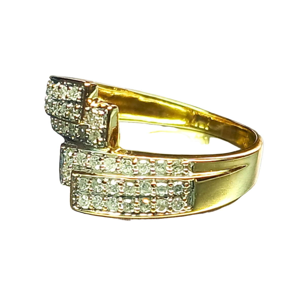 Bague Art déco croisée en or jaune et diamants - Castafiore