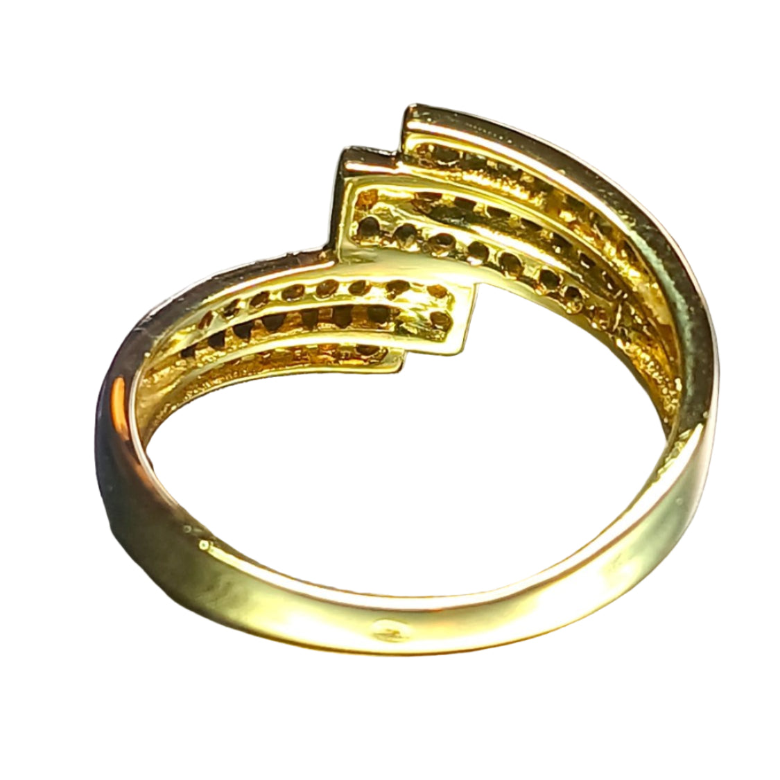 Bague Art déco croisée en or jaune et diamants - Castafiore