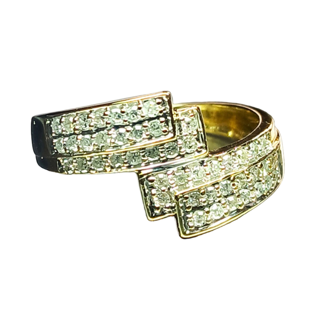 Bague Art déco croisée en or jaune et diamants - Castafiore