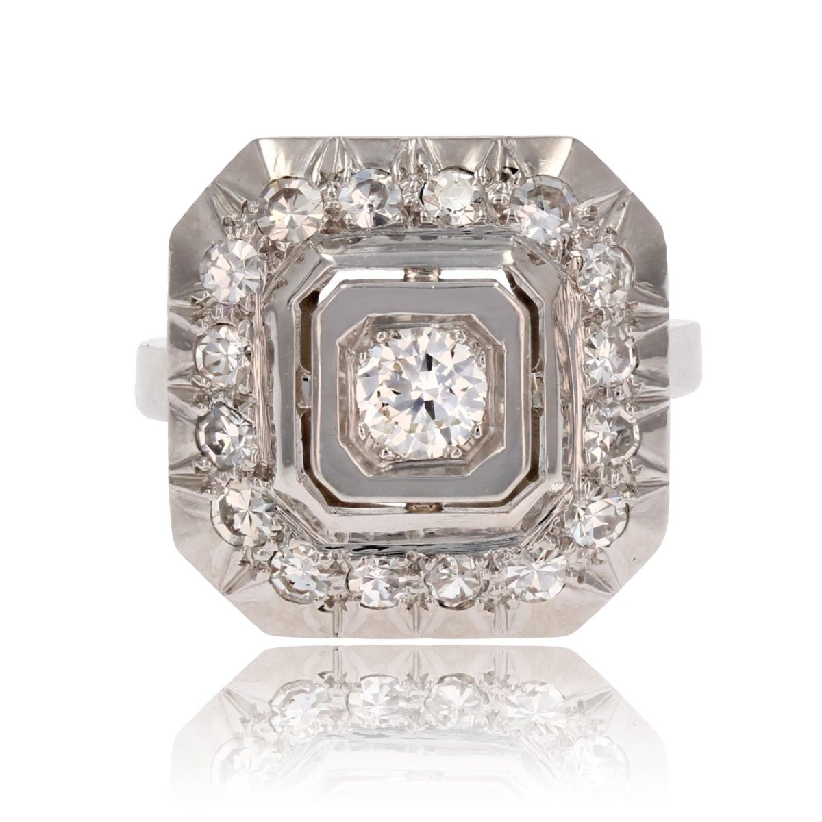 Bague art déco diamants carrée - Castafiore