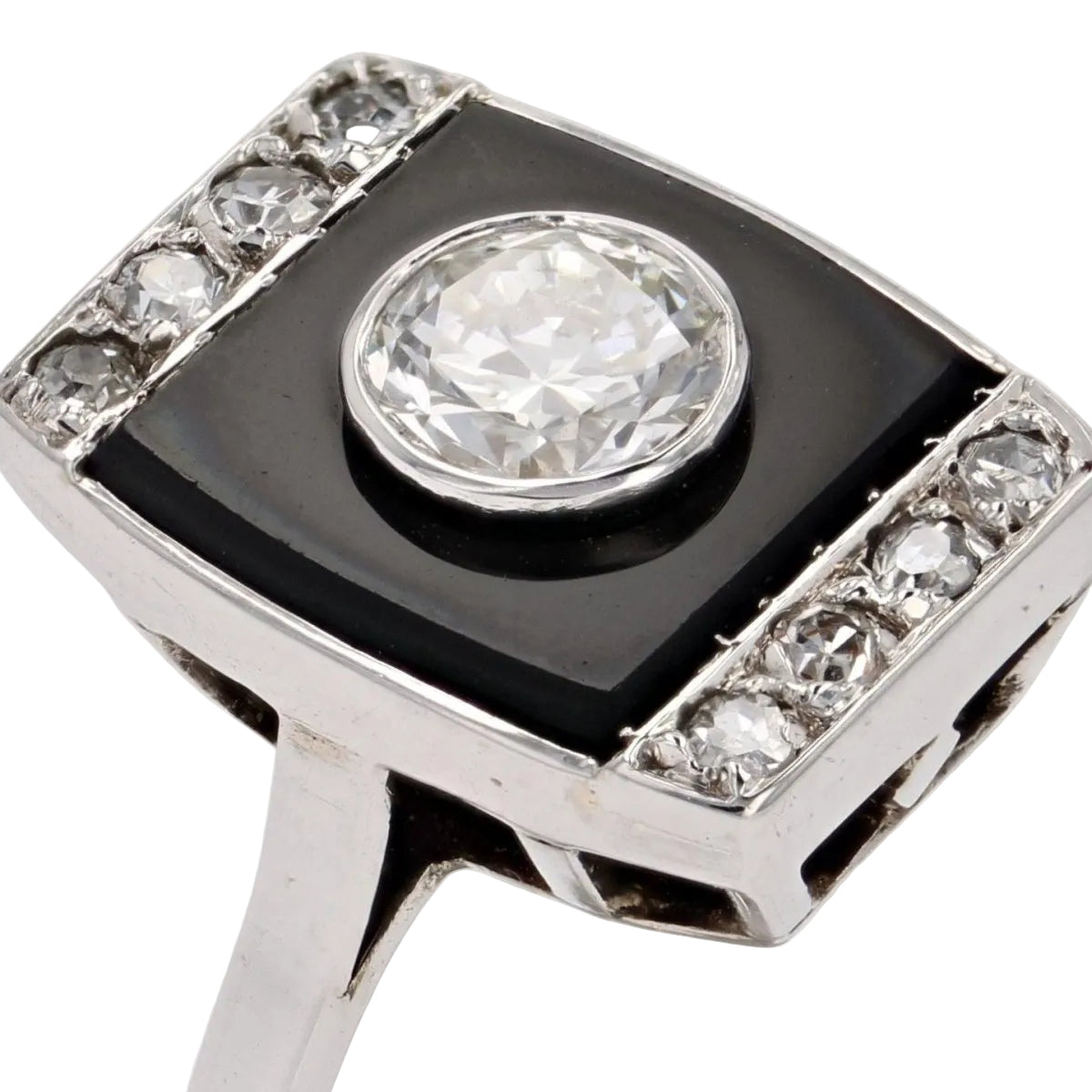 Bague Art Déco diamants et onyx - Castafiore