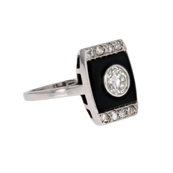 Bague Art Déco diamants et onyx - Castafiore
