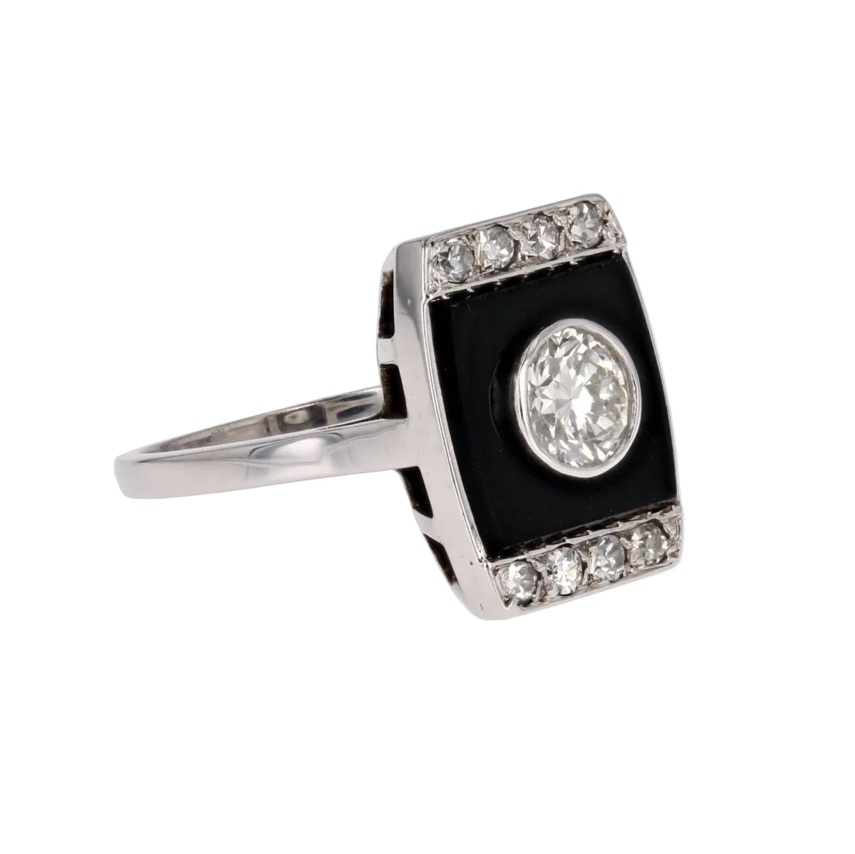 Bague Art Déco diamants et onyx - Castafiore