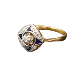 Bague Art Déco Diamants Et Saphirs Calibrés. - Castafiore