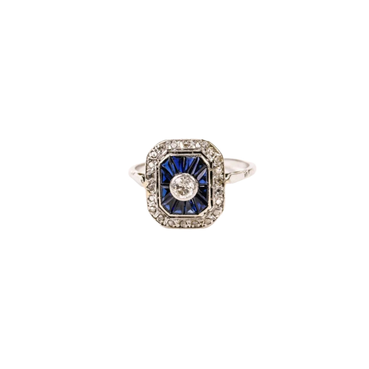 Bague Art Déco diamants et saphirs en or - Castafiore