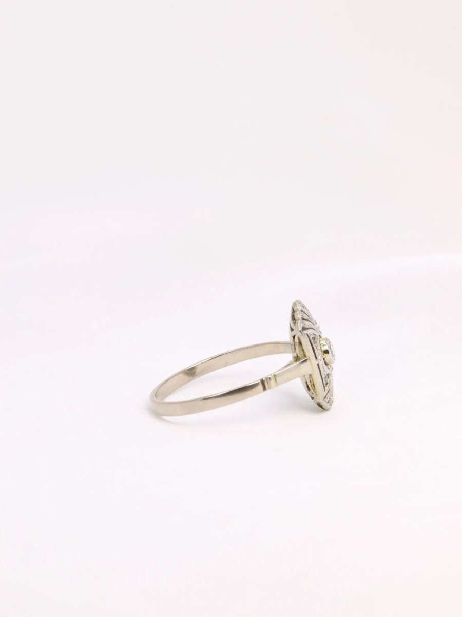 Bague Art Deco diamants or blanc - Castafiore