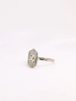Bague Art Deco diamants or blanc - Castafiore
