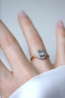 Bague Art déco Diamants Or Jaune et Platine - Castafiore