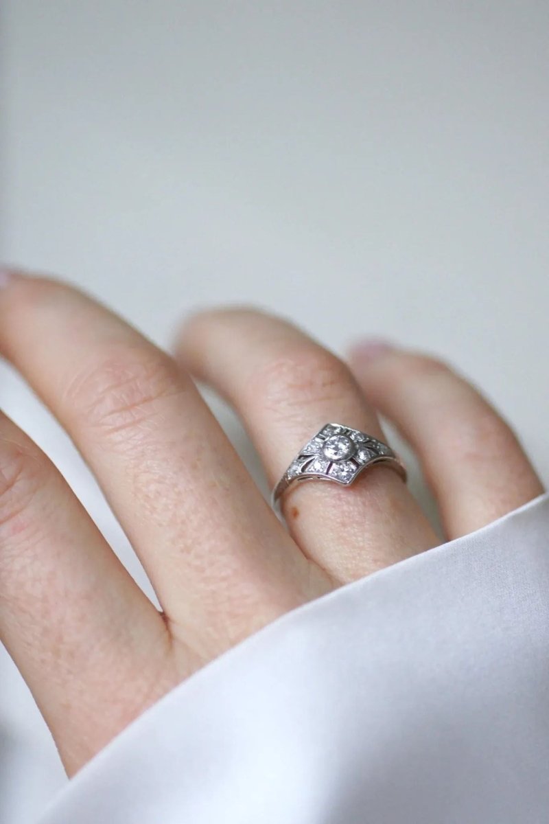 Bague Art Déco Diamants sur Platine - Castafiore
