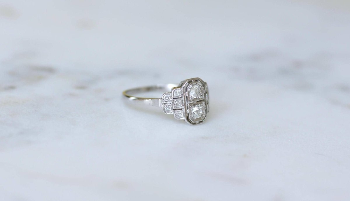 Bague Art Déco Diamants sur Platine - Castafiore