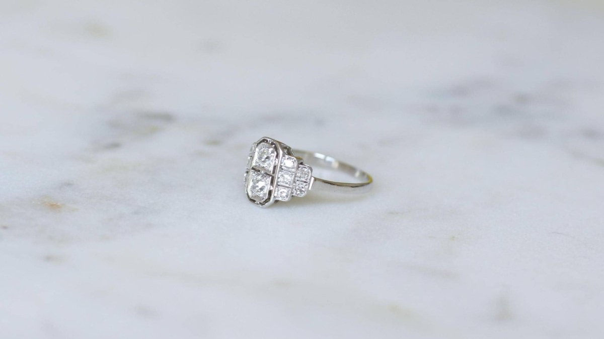 Bague Art Déco Diamants sur Platine - Castafiore