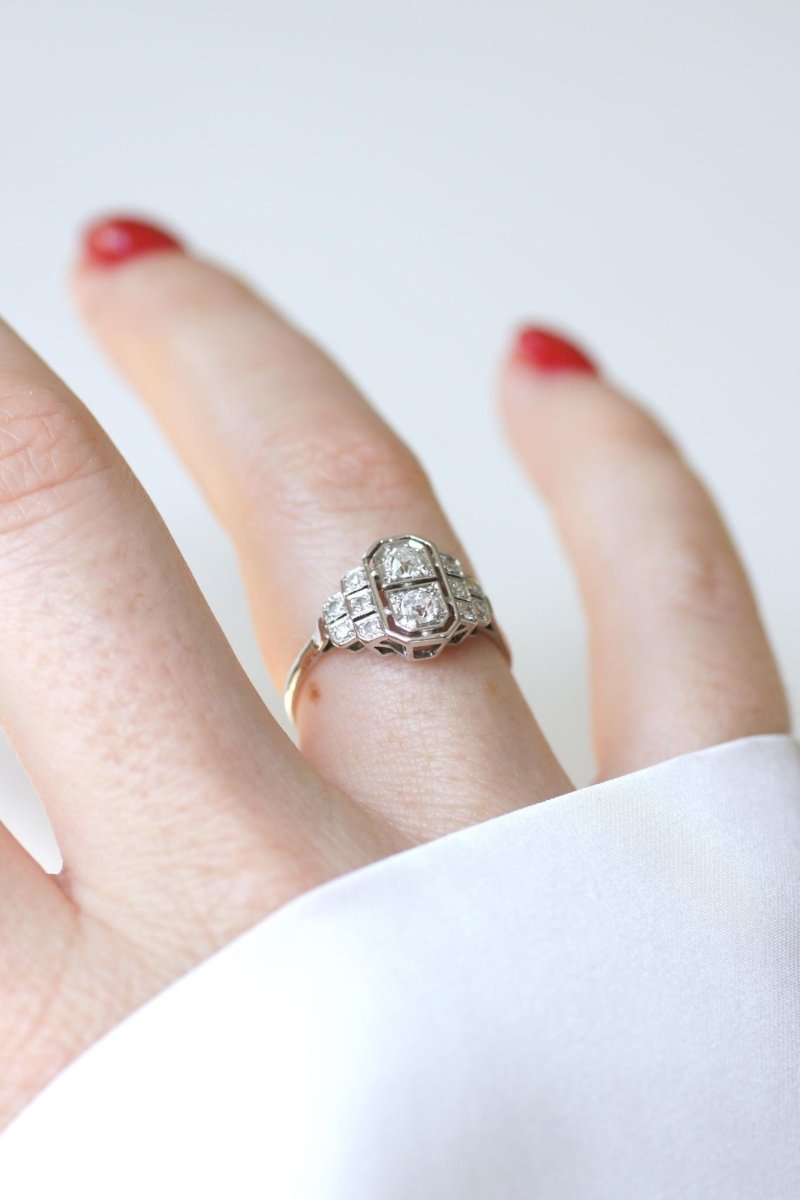 Bague Art Déco Diamants sur Platine - Castafiore