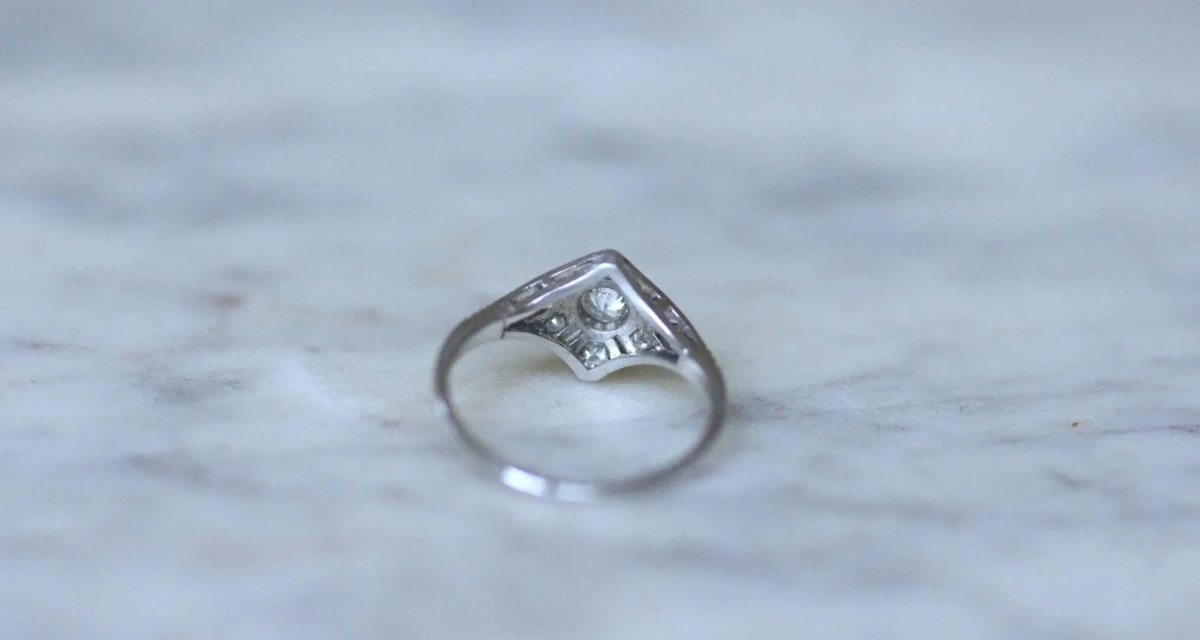 Bague Art Déco Diamants sur Platine - Castafiore