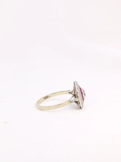 Bague Art Deco diamants taille ancienne rubis calibrés - Castafiore