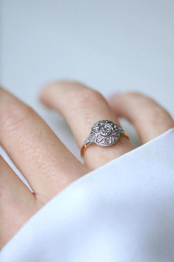 Bague Art déco Dôme Diamants Deux Ors - Castafiore