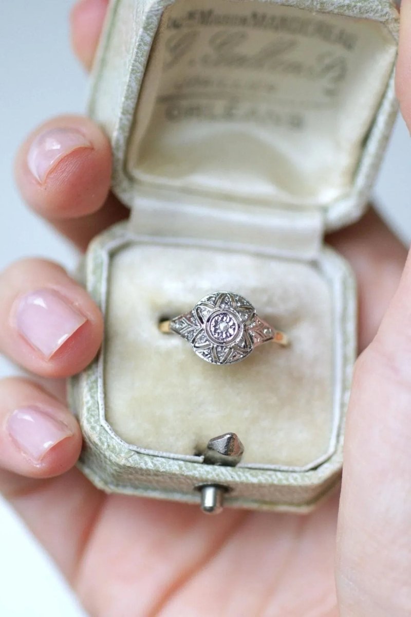 Bague Art déco Dôme Diamants Deux Ors - Castafiore