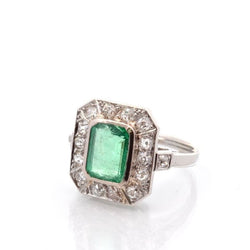Bague art déco émeraude de 2,22cts et diamants - Castafiore